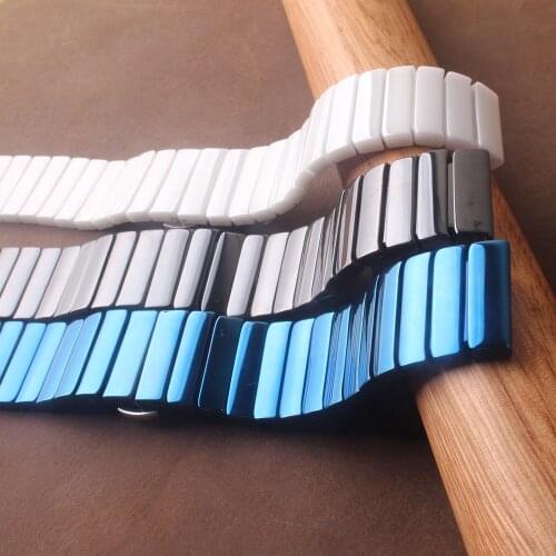 New Arrival Watchband Blue Ceramic Watch Strap Bracelet for Special Smart Watches Mens Womens Belts 20mm 22mm Butterfly Buckle