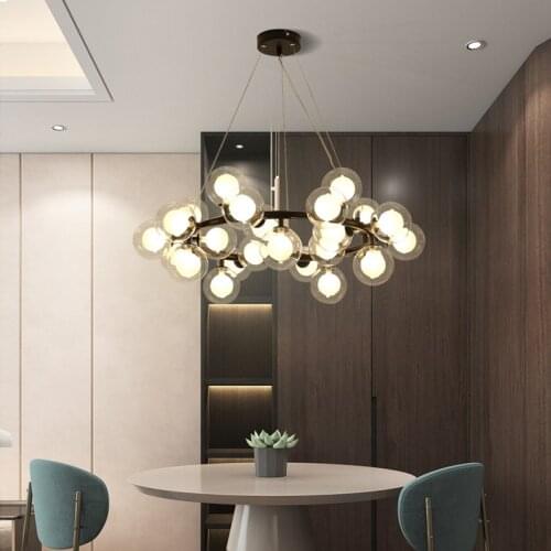 Modern LED15/25/45 head bubble chandelier American glass ball chandelier suitable for luxury living room dining room bedroom bar