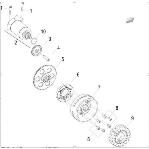 Starter motor starter clutch drive gear fly wheel coil assy starter idle gear shaft Of Benelli BJ500 Leoncino 500