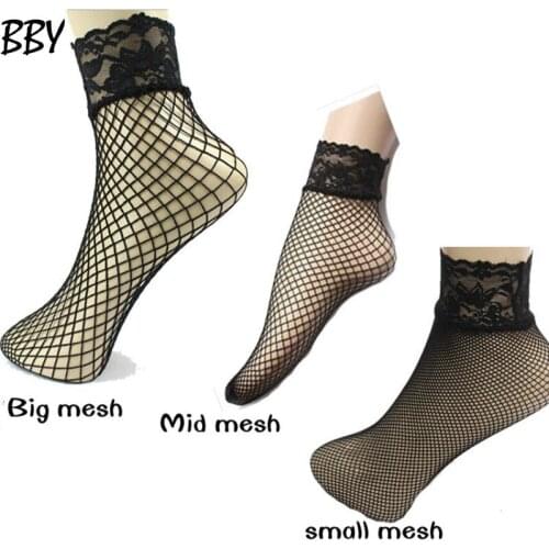 Spring Summer 2017 Explosion Japanese Cuff Mesh Women Black Socks Short Tube Socks Net Size Eye Fishnet Socks R481