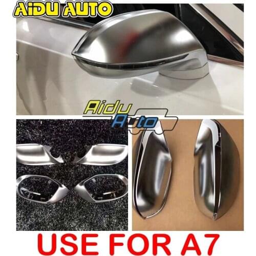 High quality 1 pair For Audi A7 Side Assist Support matt Silver chrome mirror case rearview cover shell
