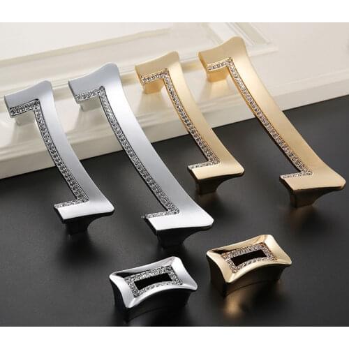 1.25" 3.75" 5" Silver Chrome Gold Dresser Pulls Crystal Drawer Pulls Handles Knobs Rhinestone Glass Knob Kitchen Cabinet Handles