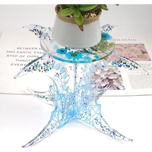 1set Flowerpot Display Stand Silicone Mold Crystal Epoxy Mould Desktop Storage Rack DIY Home Ornaments