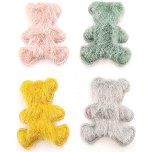 24pcs/lot 3.5*4.5cm Soft furry Patches bear pad Applique for Crafts Clothes Hat Shoes Decor DIY Headwear Hair Clips Accessories