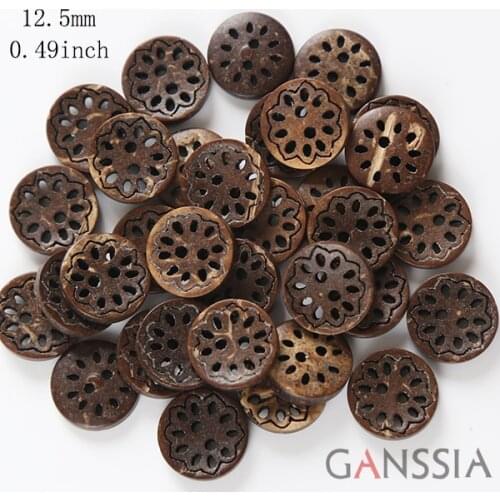 50pcs/lot Size:12.5mm,Coconut Buttons,2 Holes,Multi-valved Flower Pattern,Clothing Sewing Accessories(ss-2116)
