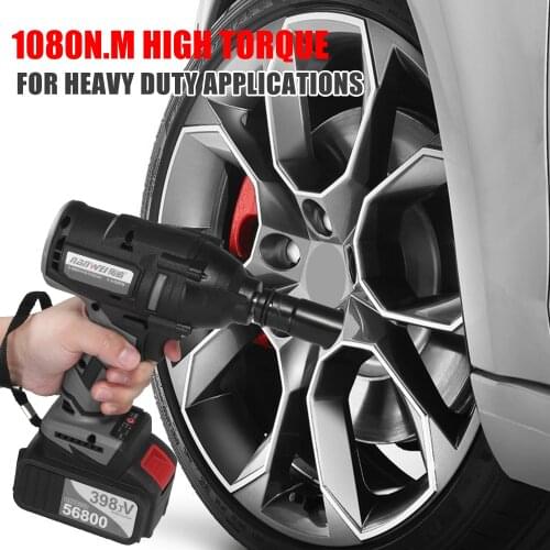 Cordless Impact Wrench 1080Nm High Torque Brushless Motor 1/2 Inch Chuck Variable Speed Power Impact Wrench Kit Lug Nuts Bolts