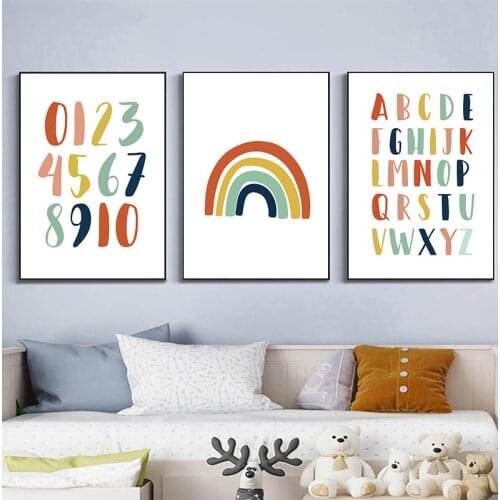 Rainbow Alphabet Nursery Wall Art Pictures Canvas Painting Poster Print Posters Baby Girls Room Home Decoration NO FRAME