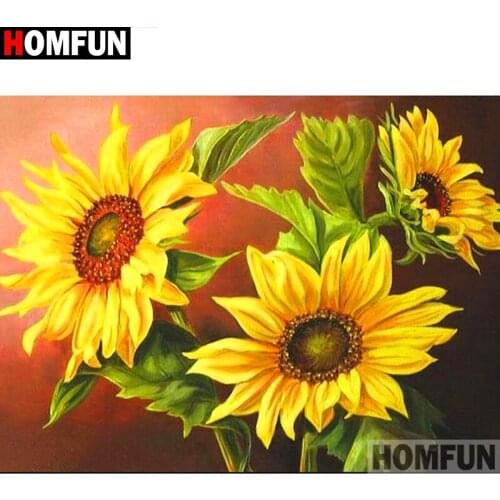 HOMFUN Full Square/Round Drill 5D DIY Diamond Painting "Sunflower flower" 3D Diamond Embroidery Cross Stitch Home Decor A19328