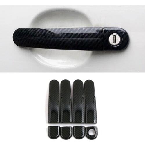 Car Accessories ABS Carbon Gate Door Handle Trim Frame Sticker Cover Exterior Decoration Moulding for Skoda Octavia 1Z G2 Rapid