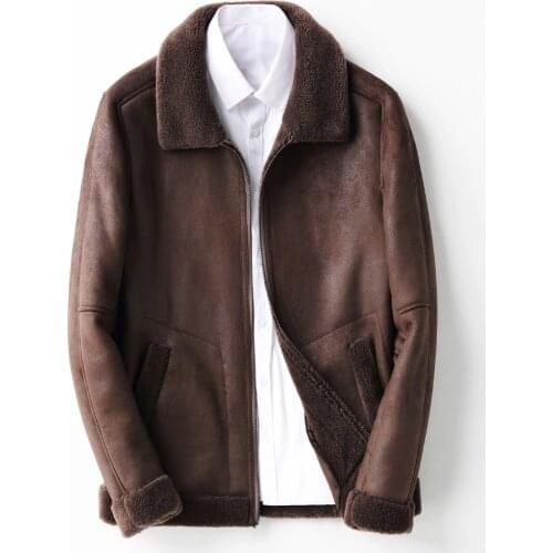 AYUNSUE Real Fur Coat Winter Jacket Men Sheep Shearling Fur 100% Wool Coat Men WarmJackets Chaqueta Hombre KFS18M218 MY2038