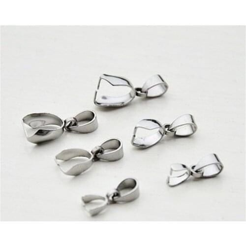 BASEHOME 10pcs/lot 15/17/19mm Length Stainless Steel Pendant Clasps Findings Bail Connector Pendant Clasp Necklace Clasp DIY