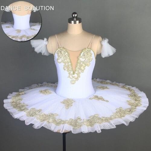 White Spandex Camisole with Applique Ballet Tutu Women Stage Performance Professional Dancewear Pancake Tutu for Girl BLL100