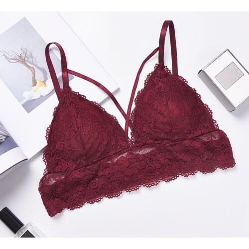 2020 New Arrival Sexy Deep V Floral Lace Bras Bralette Intimates Thin Belt Lingerie Wirefree Seamless Underwear