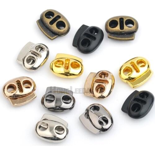 DIY 30pcs/lot oval metal alloy stoppers toggle cord locks Drawstring two hole nickle/Black/gold/bronze for 4mm bungee STP-007