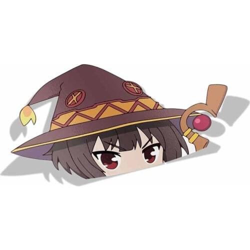 For Megumin Kono Subarashii Sekai Ni Shukufuku Wo Peek Anime Big Head Vinyl Car Sticker JDM Window Decal 13cm X 6.6cm