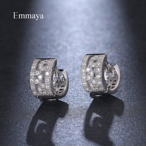 Emmaya New Fashion Cute Round Appearance Hollow Out Style Dazzling Zirconia Earring Three Color For Female Charming Decoration