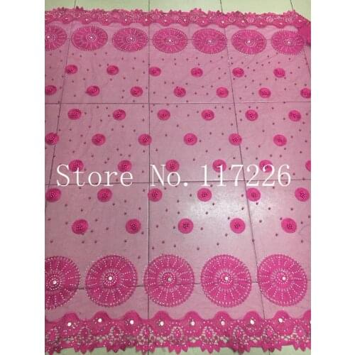 JRB-52611 Hot fusiha nice looking French tulle embroidery lace fabric with beads african flower net lace textile