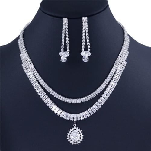 Luxury Bridal Wedding Fashion Crystal Jewelry Accessories Fashion Charm Womens Earrings Necklace Set Wholesale And Retail
