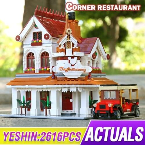 Mould King 11003 City Street View The Corner Restaurant Modular MOC Bricks Model Building Blocks Toy Children Birthday Gift