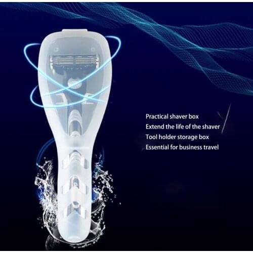 Men Shaver storage box Transparent Blades Holder Shaving Machine Storage Box Portable Manual Trimmer Holder for Home Travel