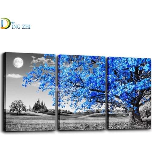 5D DIY Diamond Painting Blue Tree Moon Landscape Full Square Round Embroidery Mosaic Cross Stitch Paint Home Decor Sale 3 Pieces