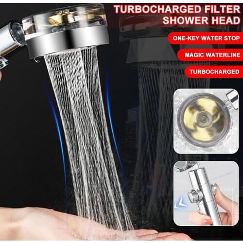 High Pressure Propeller Shower Head Water Saving Spray 360 Rotated Rainfall Bathroom Hand-held Pressurized Massage Shower Head