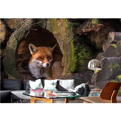 Custom 3D Stereo Photo Wallpaper Fox Forest Tree Cave Animal Background 8d Wallpaper Living Room Bedroom Children Room TV Wall