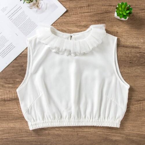 Detachable Collars Women Spring Half Tank Blouse Crop Tops 2 Layers Ruffle False Fake Collar Kraagje Nep Dames Cravats Necktie