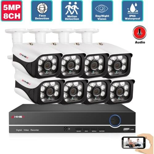Face Detection Recognition 8CH 5MP Wireless NVR POE Security Camera System Outdoor CCTV Video Surveillance Video Recorder Kit
