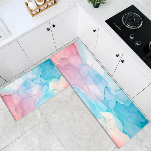 Nordic Pink Blue Kitchen Mat Cute Girl Bedroom Floor Mat Home Bedside Mat Soft Flannel Custom Corridor Runner Mat Decor Washable