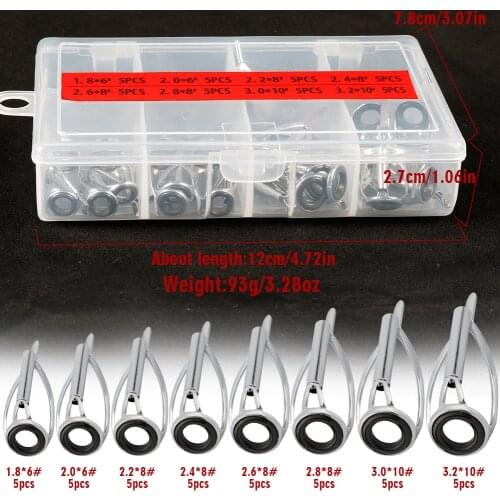 Sougayilang Mixed Size Fishing Rod Guides Tip Tops Repair Kit Ceramic Ring Spinning Casting Fishing Rod Guides Fishing Tackle