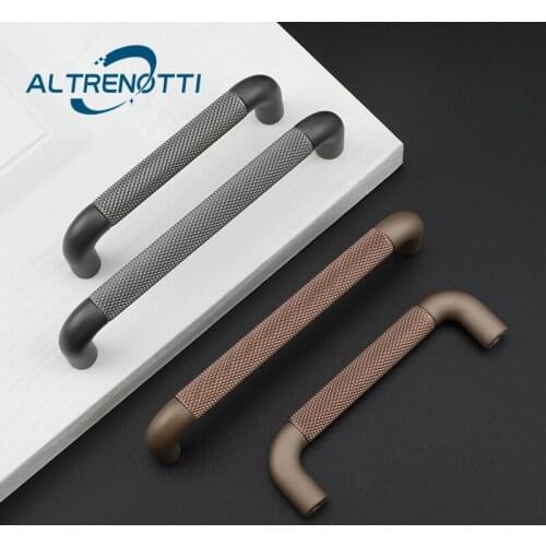 Modern Furniture Wardrobe Handle Brown Gray Aluminum Simple Long Size Door Pull Cabinet Cupboard Drawer Kitchen Knob Hardware
