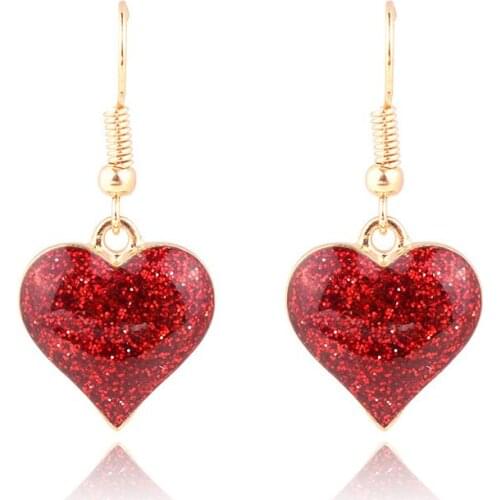 TODOX red shining heart cute cuddly Geometric Female drop Earrings New Korean Personalit Christmas Jewelry whimsy lady Earrings