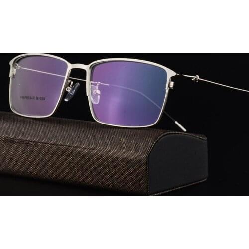 Ultra-Light Mens Myopia Eyeglasses Fixing Device Ultra-Light Half-Frame Business Alloy Glasses Frame Metal Glasses Prescription