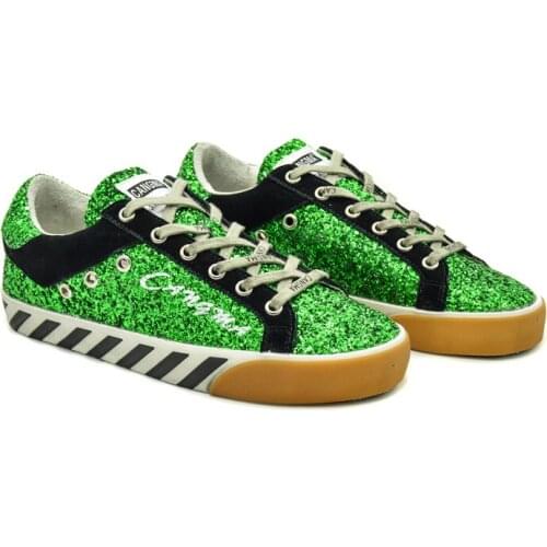 CANGMA Luxury Brand Designer Original Sneakers Women Vintage Autumn Green Black Glitter Sequined Woman Vulcanized Shoes