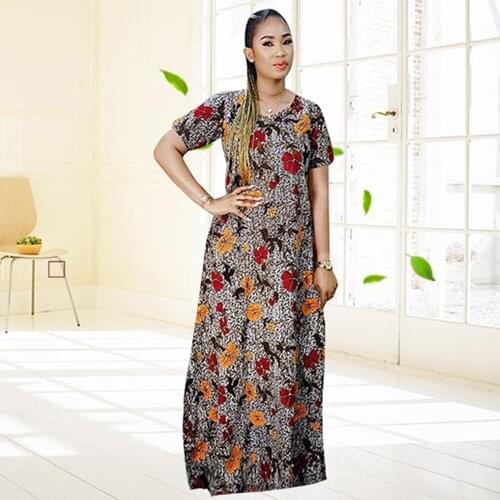 Plus Size African Evening Dresses For Women Party Fashion Boubou Robe Floral Printed Africaine Femme Muslim Maxi Dress