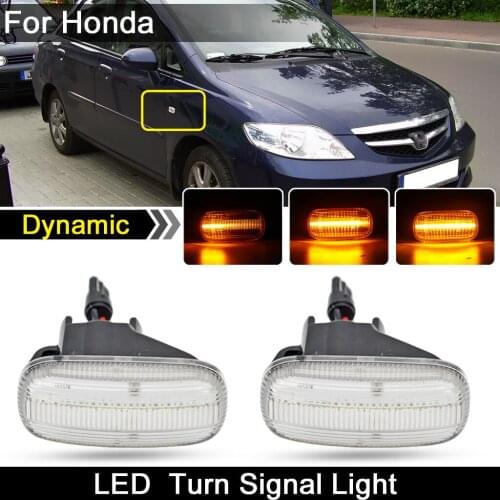 1 Pair For Honda Accord Civic Fit Integra City Stream CR-V Odyssey Clear Lens LED Side Marker Light Dynami Turn Signal Lamp