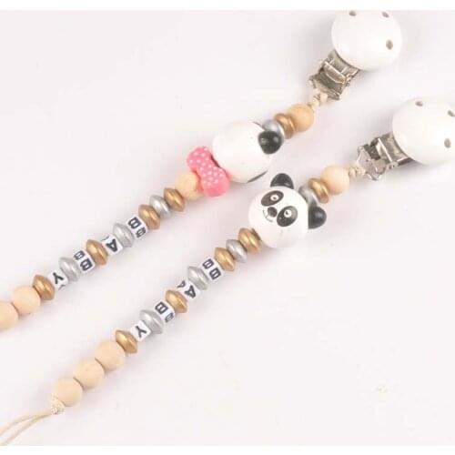 1pcs Panda pattern Lets Make Baby Teething Pendant Bracelet Montessori Toys Set Dummy Pacifier Clips MT2112