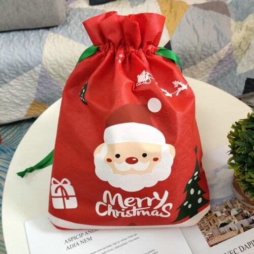 1Pc Merry Christmas Decorations for New Year 2021 Santa Claus Drawstring Christmas Gift Candy Bag Xmas Holder Bag