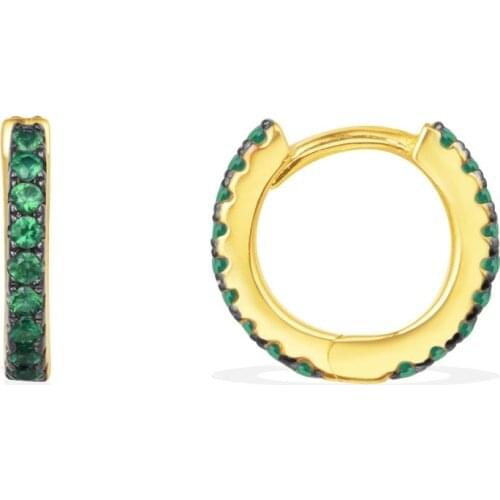 100% S925 Sterling 6 Color Earrings Rhinestone Crystal Simple Style Hoop Earring For Women Fashion Jewelry(DJ1298)