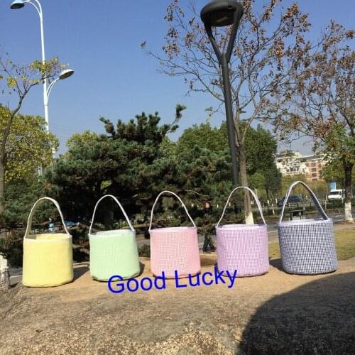 30pcs/lot high quality easter basket seersucker Easter bucket tote bag