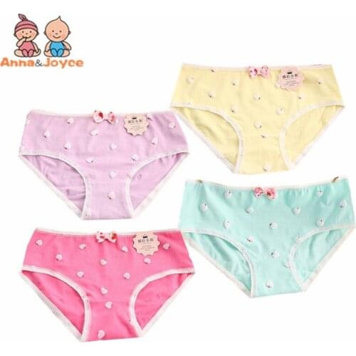 4pc/lot Soft Cotton Young Girl Briefs Candy Colors Girls Panties Kids Underwear Pants Underpants for 9-20 Years