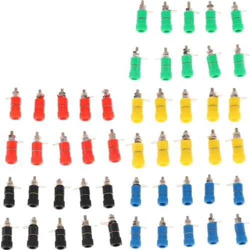 50pcs 4mm JS-910B Banana Plug Jack Banana Industry Binding Post Connector-red/yellow/blue/green/black