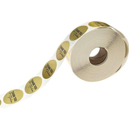 500Pcs Golden Thanks Sticker Round Seal Sticker Bake Packaging Label Gift Bag Decoration Sticker