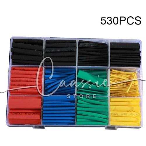 530pcs Heat Shrink Tubing Insulation Shrinkable Tubes Assortment Electronic Polyolefin Wire Cable Sleeve Kit Heat Shrink Tubes