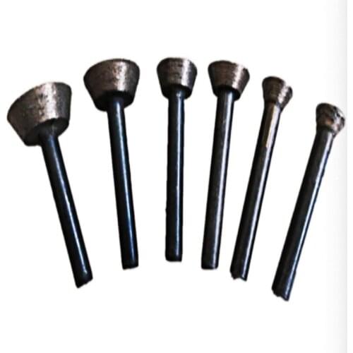 High Quality 6MM Shank Diamond Grinding Head Cylindrical For Jade Peeling Flat Jaw Stone Engraving Carving Free Shipping 6PCS