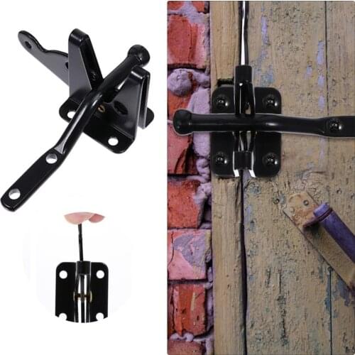 Self Locking Gate Latch Automatic Gravity Lever Fence Gate Lock For Wood Fence Gate Door Latches Steel Black
