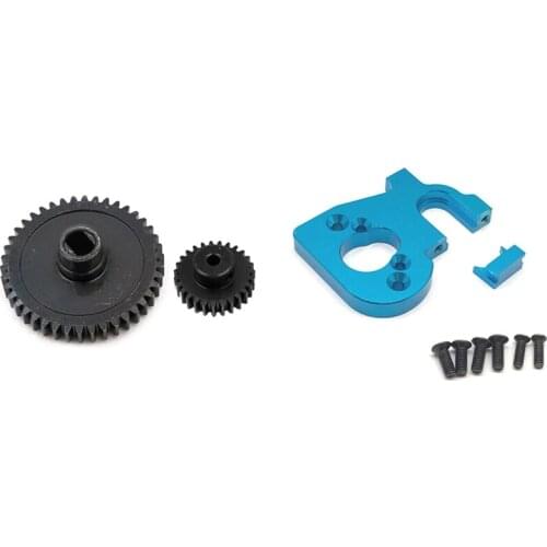 RC Car Motor Holder for WLtoys 144001 1/14 4WD RC Car Parts,Blue & Upgrade Metal 27T Motor Gear 42T Reduction Gear
