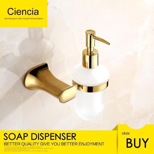 Free shipping Brass Golden wall mounted liquid soap dispenser holder bathroom accessory