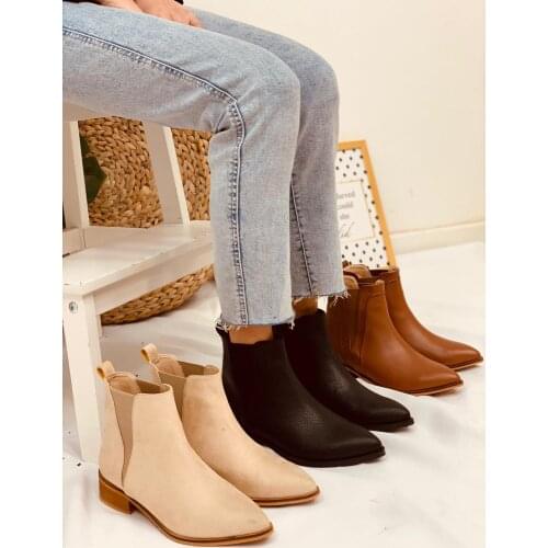 Gold Chelsea Boots 3cm Low Heel Women Ankle Boots Pointed Toe Botas Mujer Ladies Slip-on Short Booties for Autumn new 2020